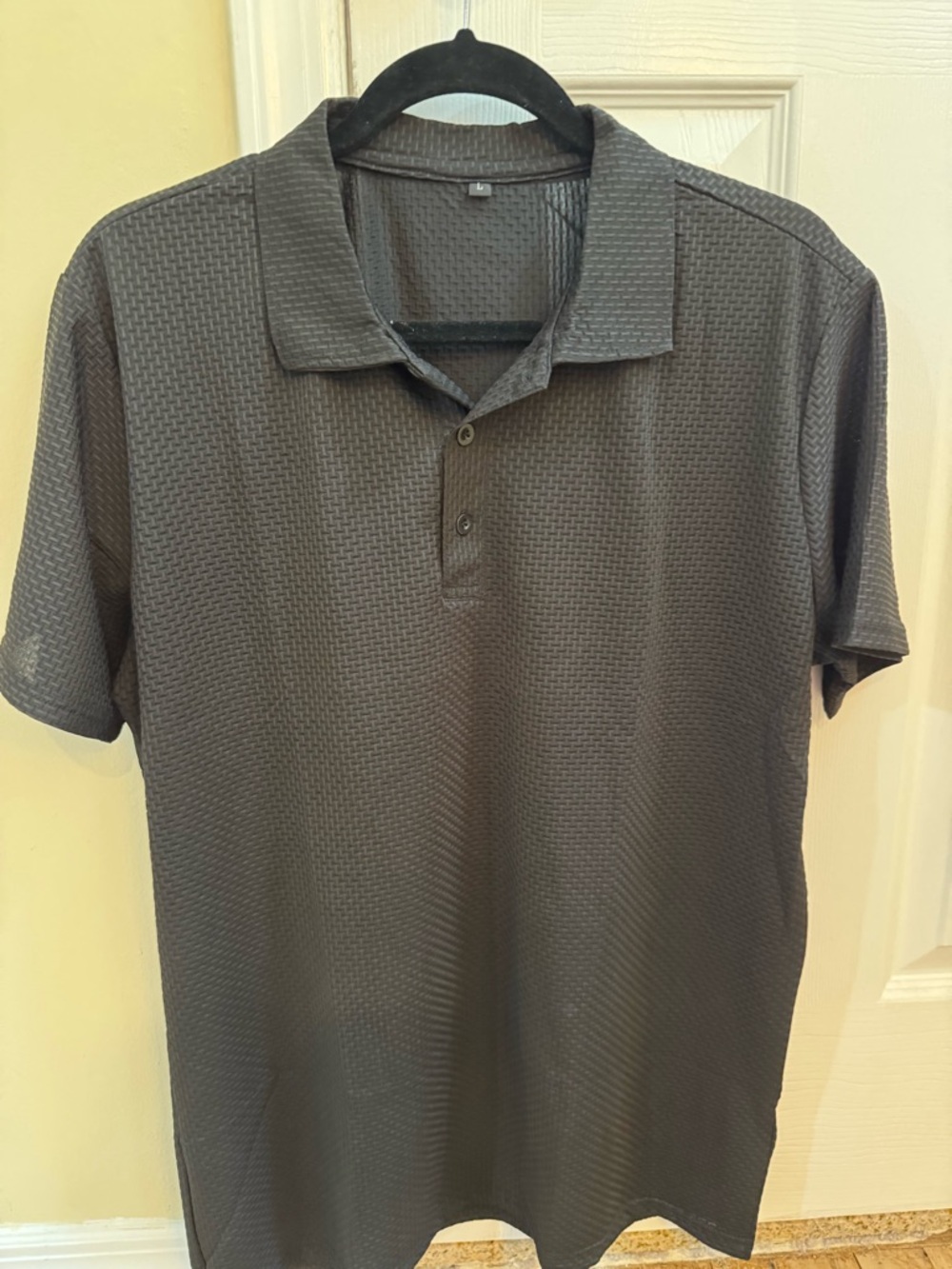 Men's Textured Short-Sleeve Polo Shirt - Black